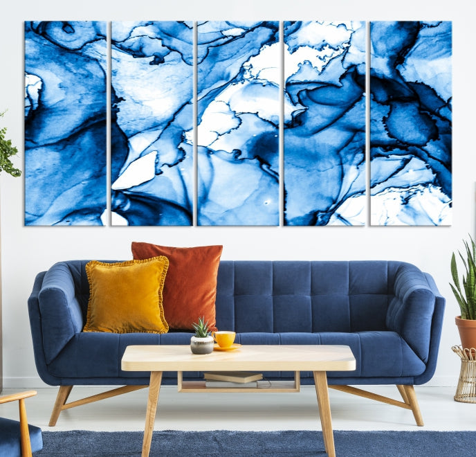 Blue Ice Cracking Abstract Painting Canvas Wall Art Giclee Print