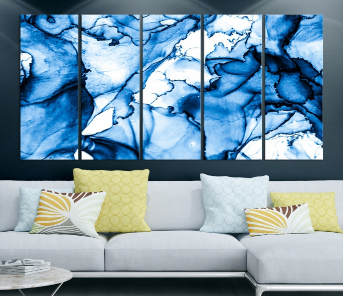 Blue Ice Cracking Abstract Painting Canvas Wall Art Giclee Print