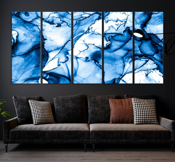 Blue Ice Cracking Abstract Painting Canvas Wall Art Giclee Print