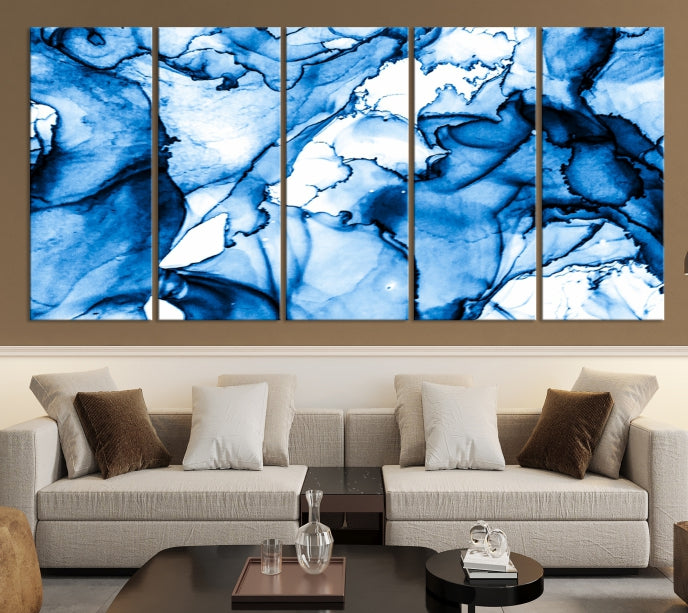 Blue Ice Cracking Abstract Painting Canvas Wall Art Giclee Print