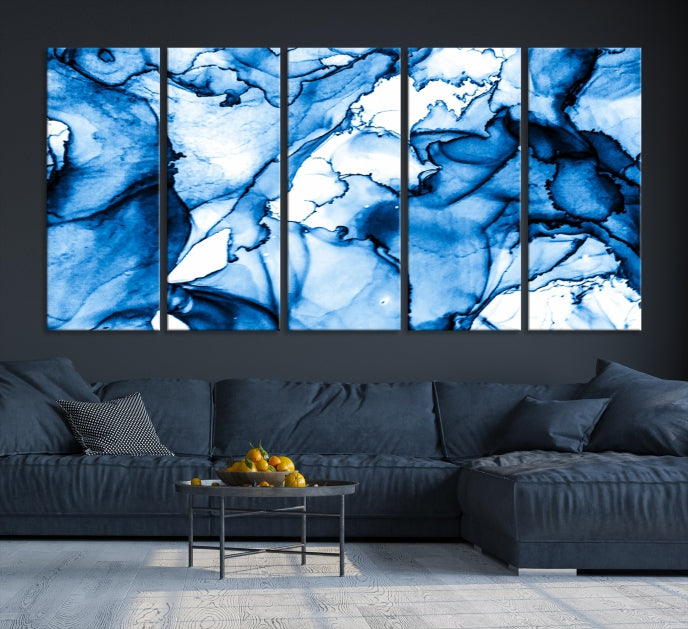 Blue Ice Cracking Abstract Painting Canvas Wall Art Giclee Print