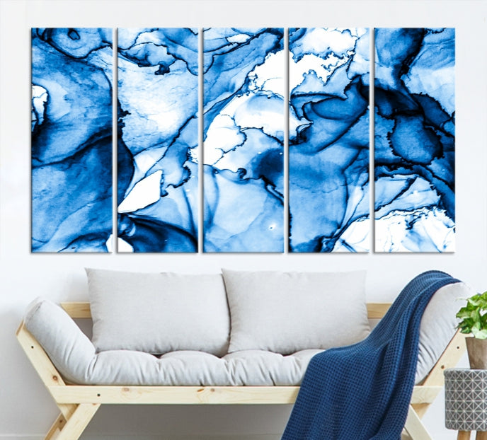 Blue Ice Cracking Abstract Painting Canvas Wall Art Giclee Print