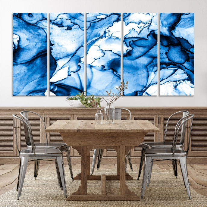 Blue Ice Cracking Abstract Painting Canvas Wall Art Giclee Print