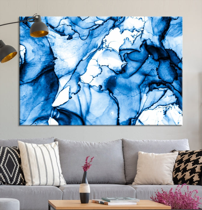 Blue Ice Cracking Abstract Painting Canvas Wall Art Giclee Print