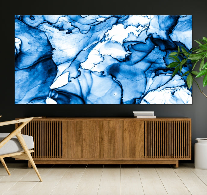 Blue Ice Cracking Abstract Painting Canvas Wall Art Giclee Print