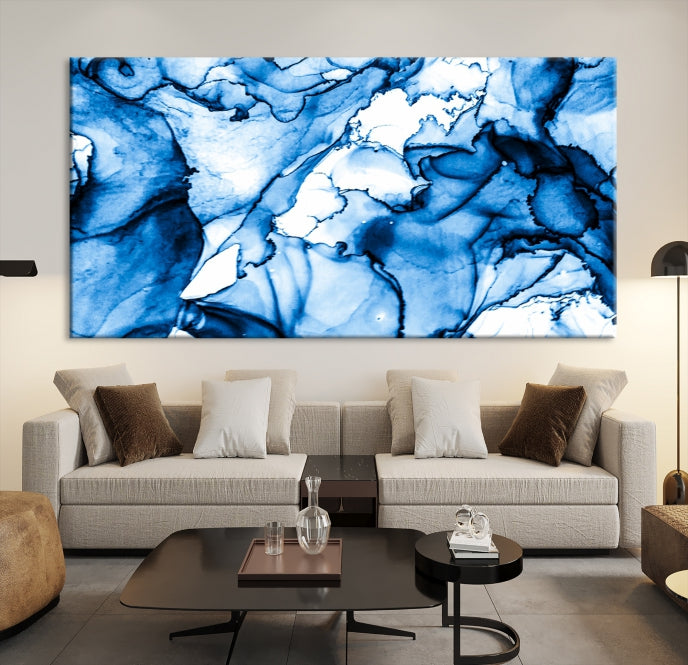 Blue Ice Cracking Abstract Painting Canvas Wall Art Giclee Print