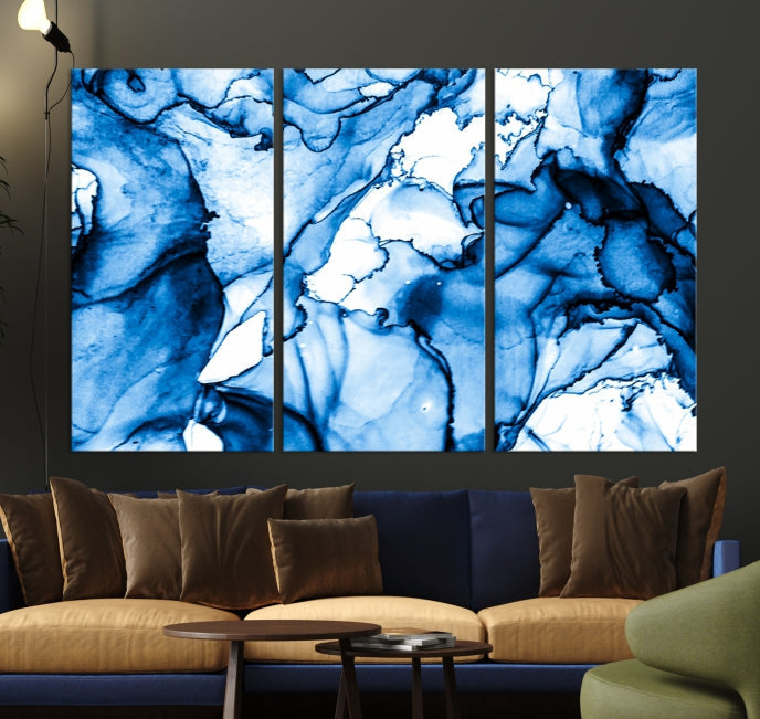 Blue Ice Cracking Abstract Painting Canvas Wall Art Giclee Print