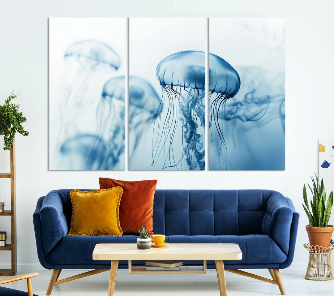 Blue Jellyfish Wall Art Canvas Print