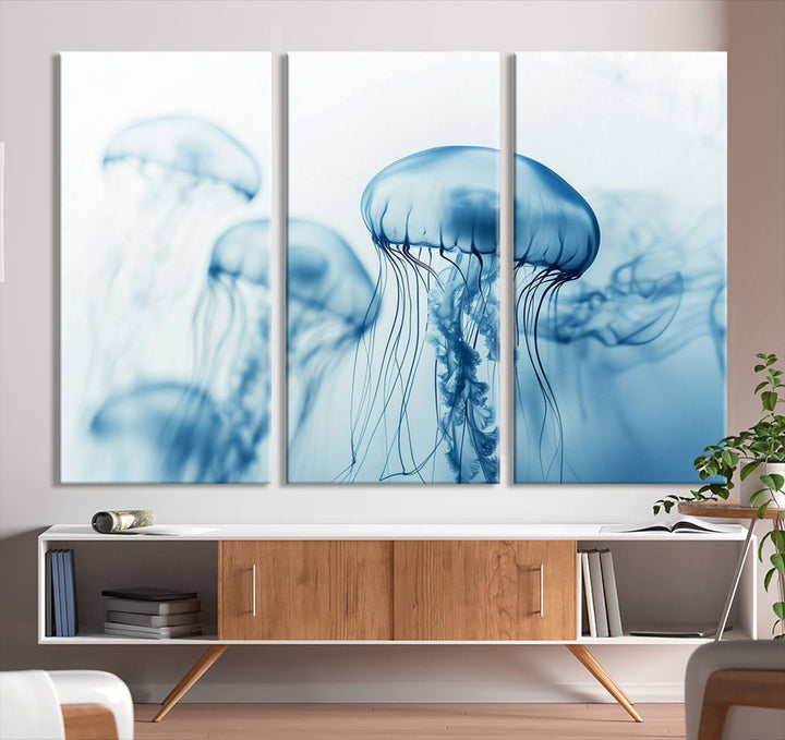 Blue Jellyfish Wall Art Canvas Print