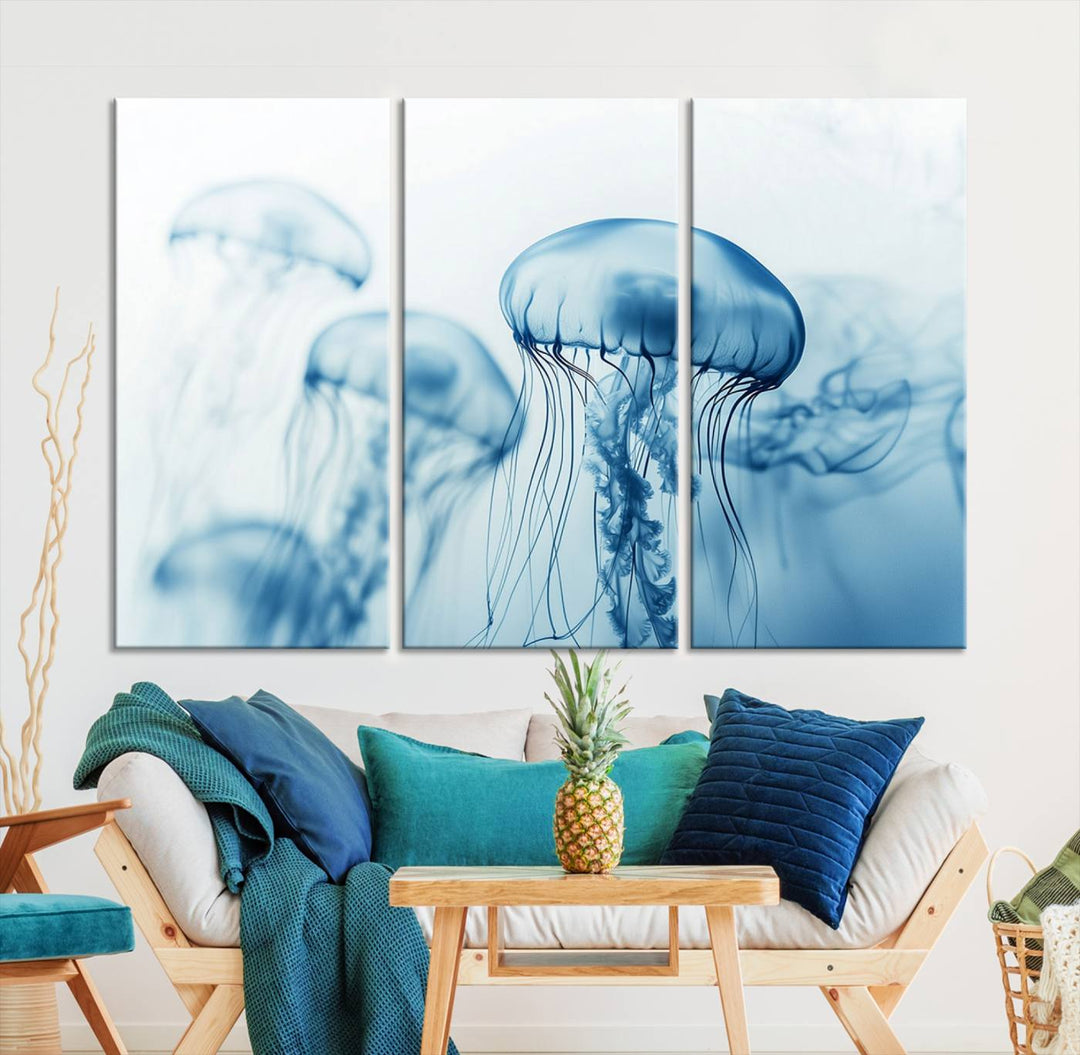 Blue Jellyfish Wall Art Canvas Print