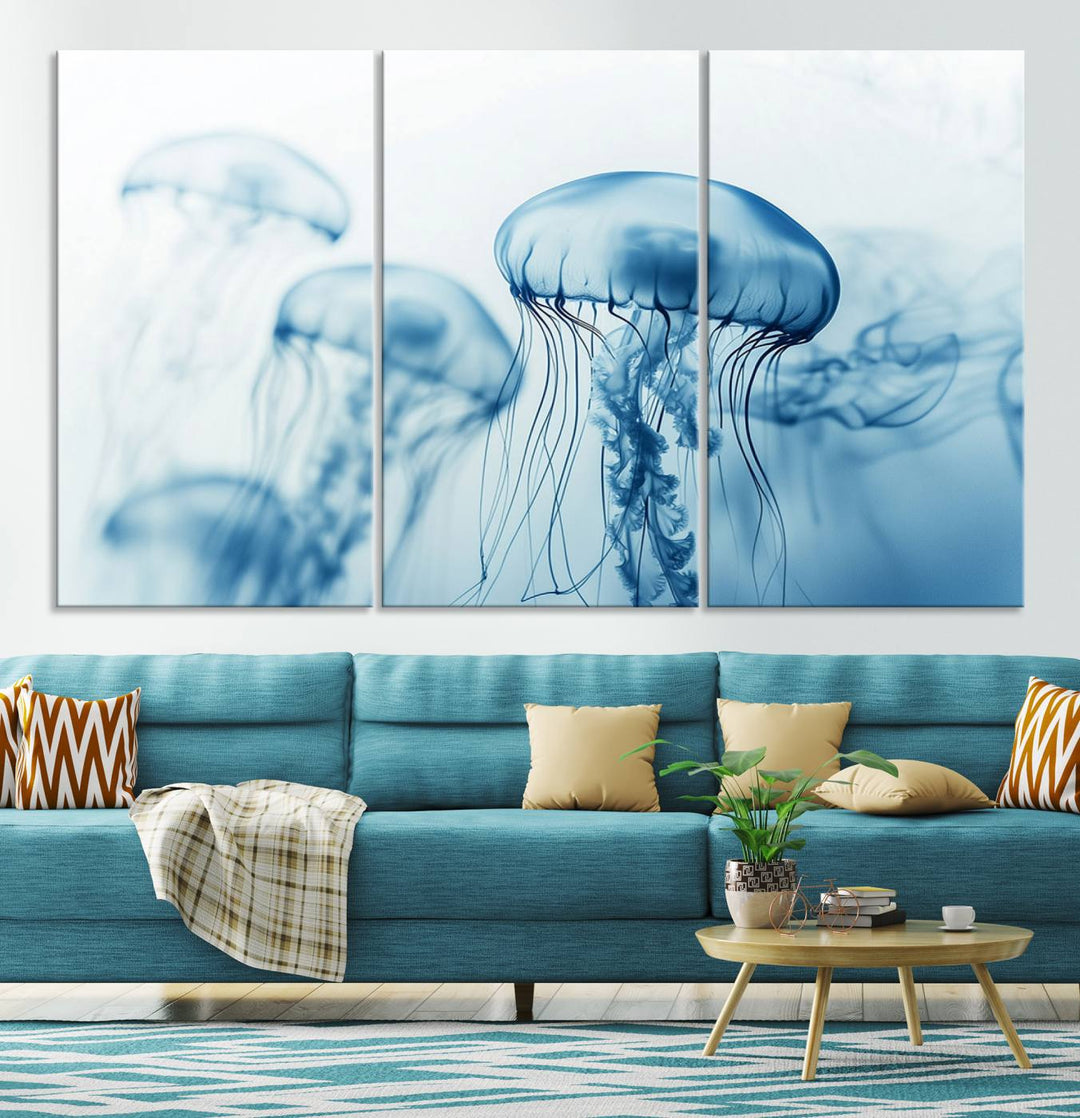 Blue Jellyfish Wall Art Canvas Print