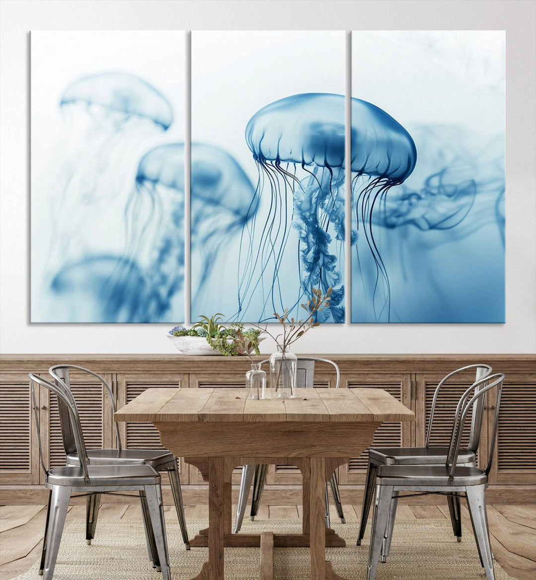 Blue Jellyfish Wall Art Canvas Print