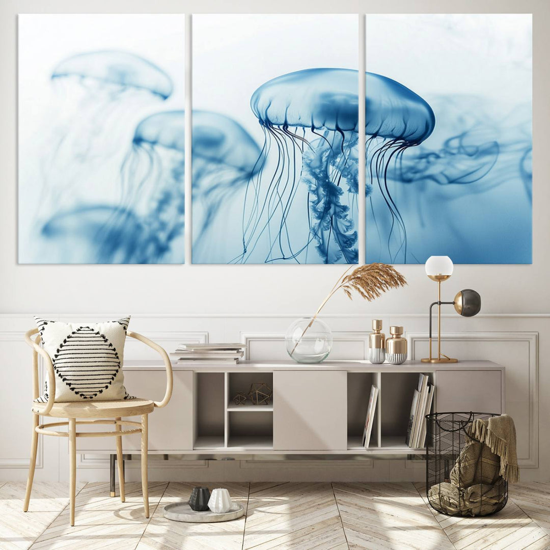 Blue Jellyfish Wall Art Canvas Print