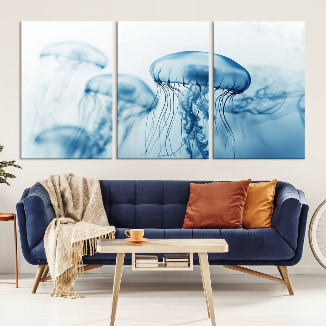 Blue Jellyfish Wall Art Canvas Print