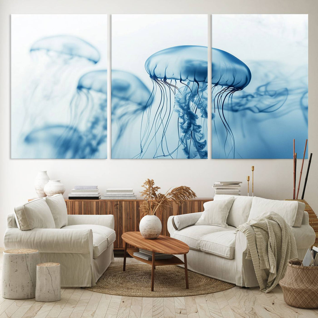 Blue Jellyfish Wall Art Canvas Print