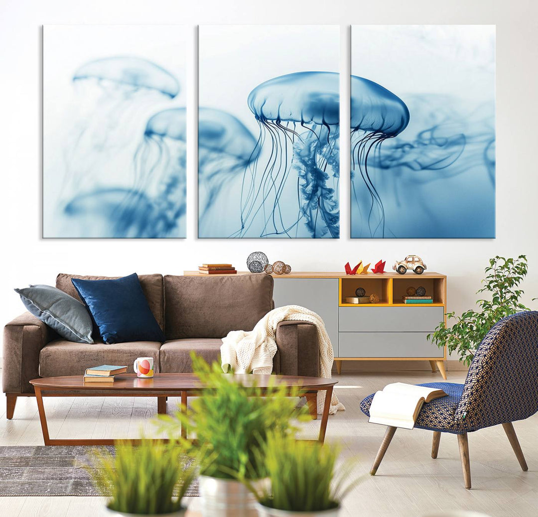 Blue Jellyfish Wall Art Canvas Print