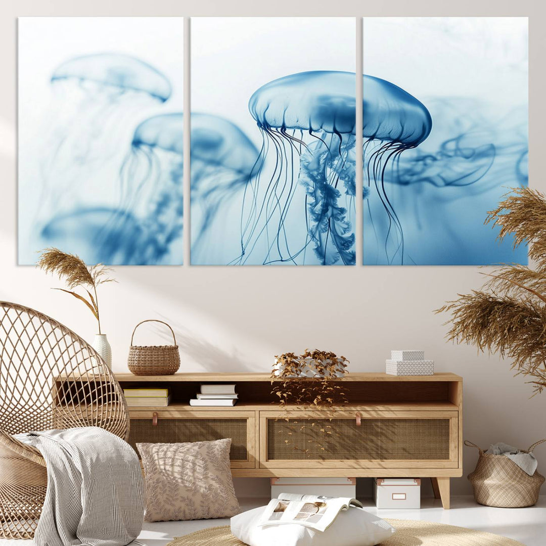 Blue Jellyfish Wall Art Canvas Print