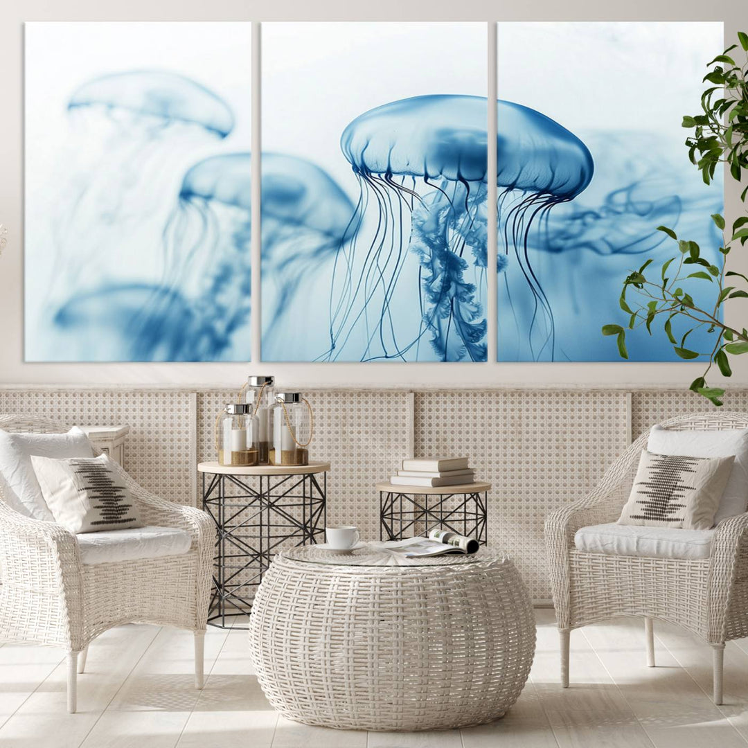 Blue Jellyfish Wall Art Canvas Print