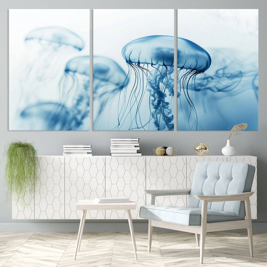 Blue Jellyfish Wall Art Canvas Print