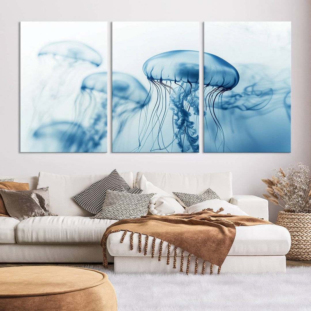 Blue Jellyfish Wall Art Canvas Print