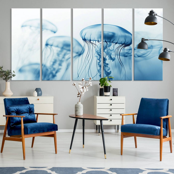 Blue Jellyfish Wall Art Canvas Print