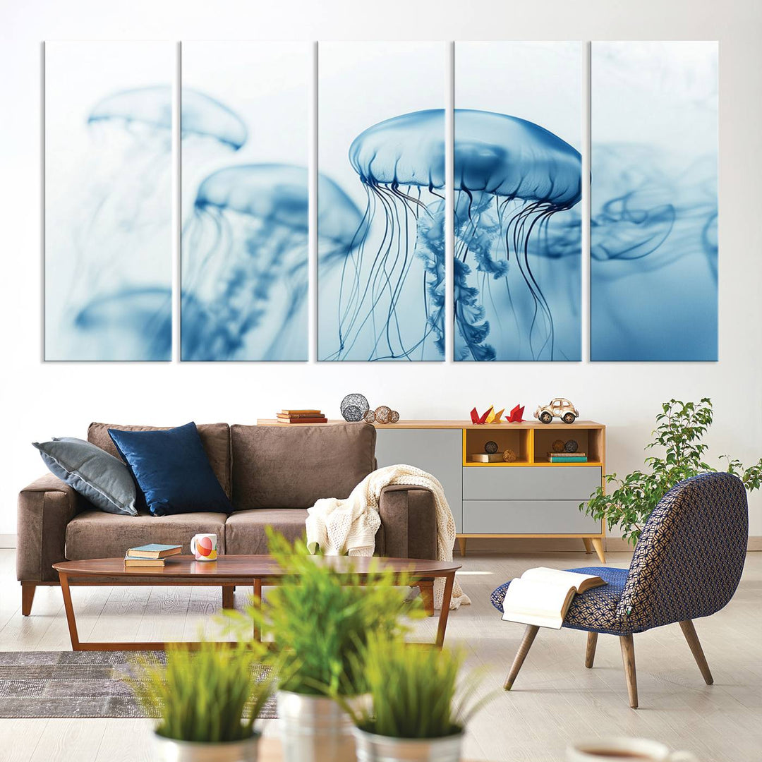 Blue Jellyfish Wall Art Canvas Print