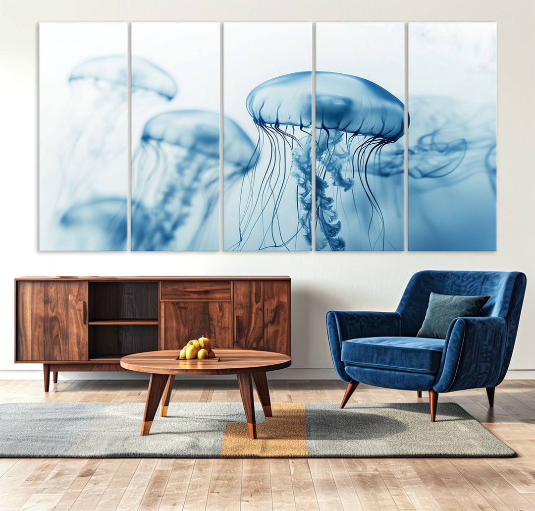 Blue Jellyfish Wall Art Canvas Print