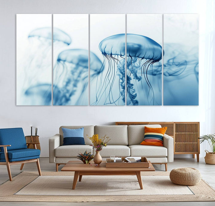 Blue Jellyfish Wall Art Canvas Print