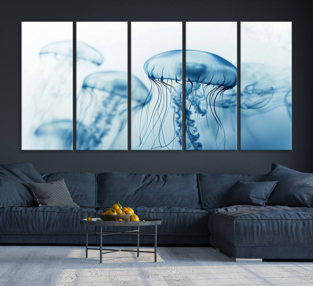 Blue Jellyfish Wall Art Canvas Print