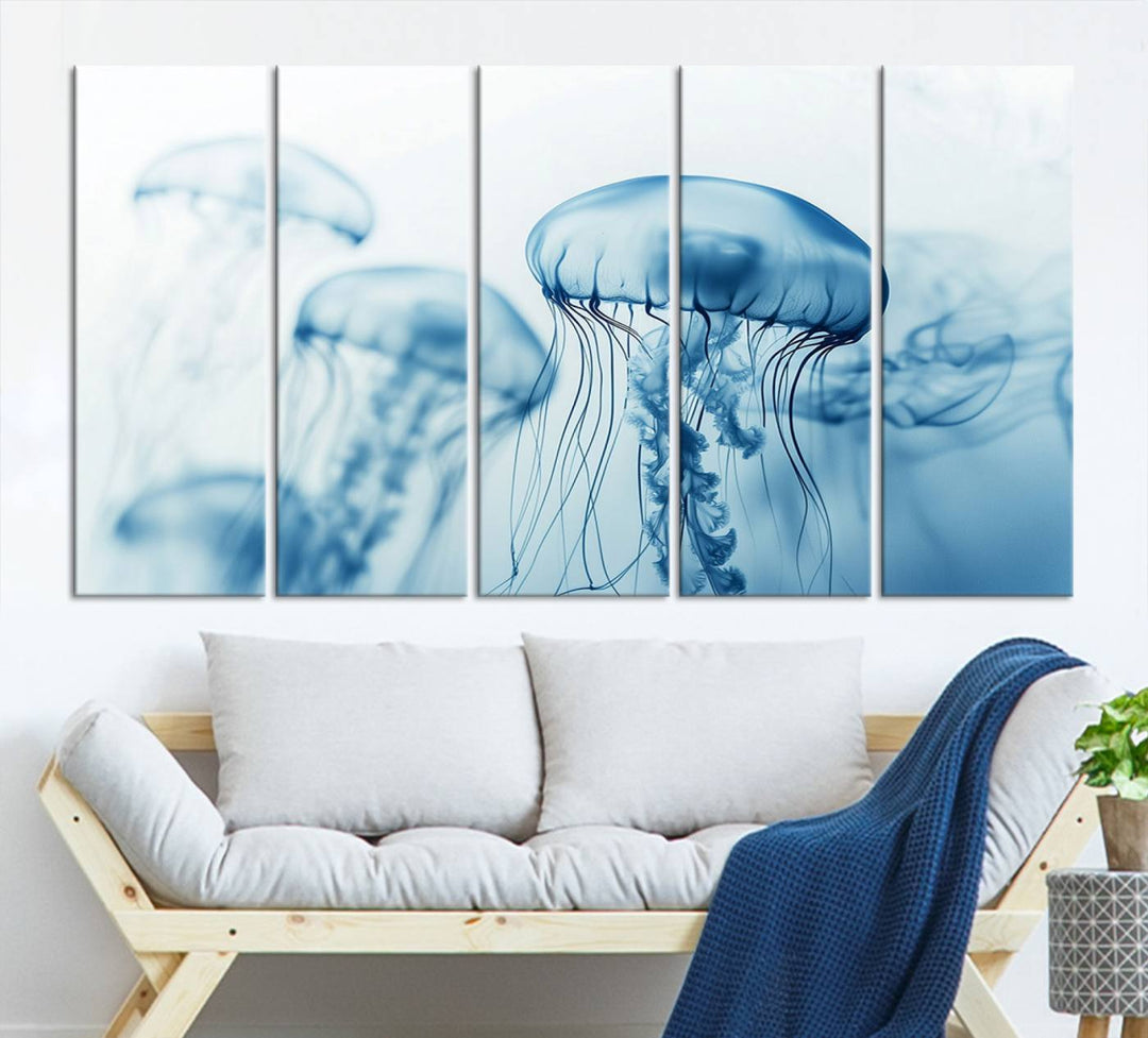 Blue Jellyfish Wall Art Canvas Print