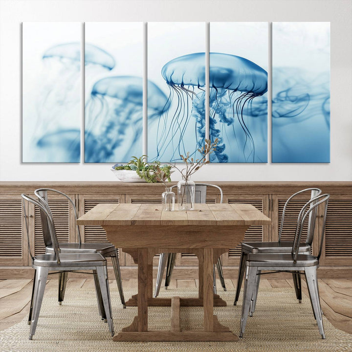 Blue Jellyfish Wall Art Canvas Print