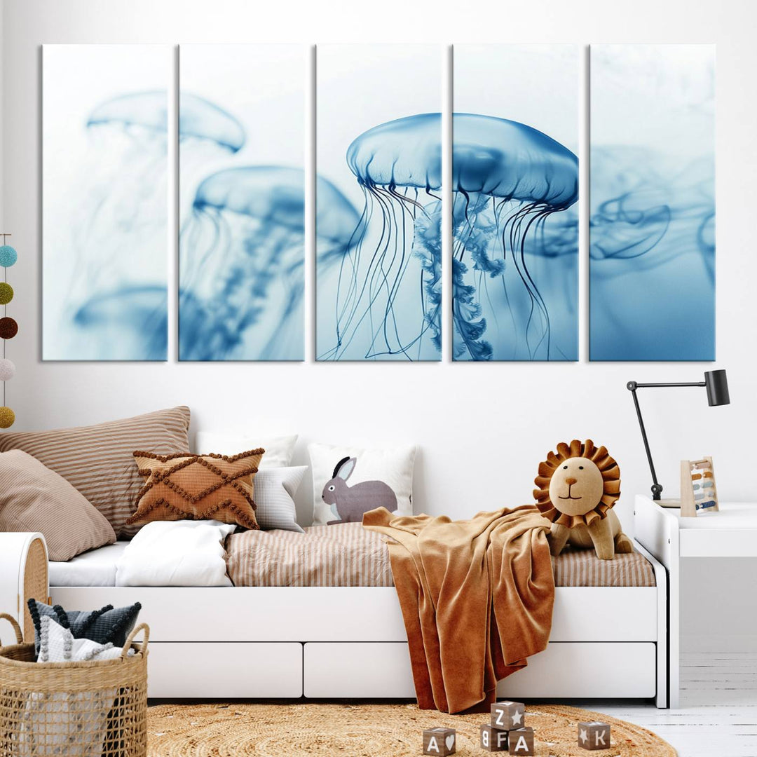 Blue Jellyfish Wall Art Canvas Print