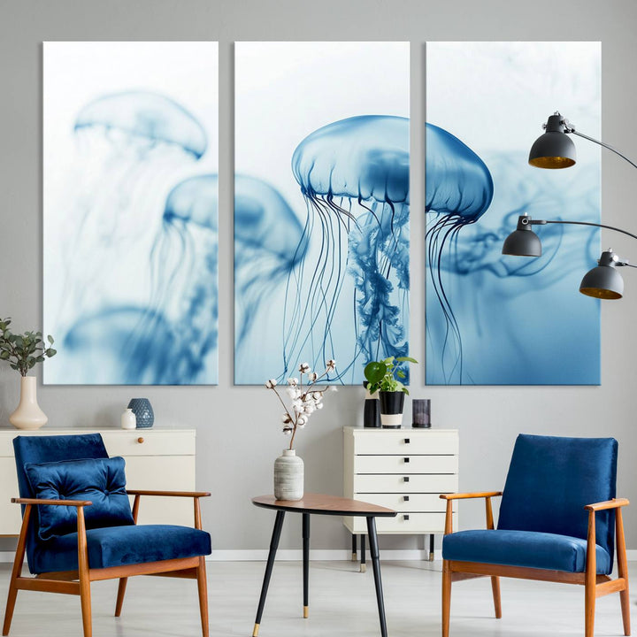 Blue Jellyfish Wall Art Canvas Print