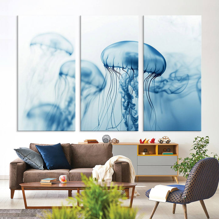 Blue Jellyfish Wall Art Canvas Print