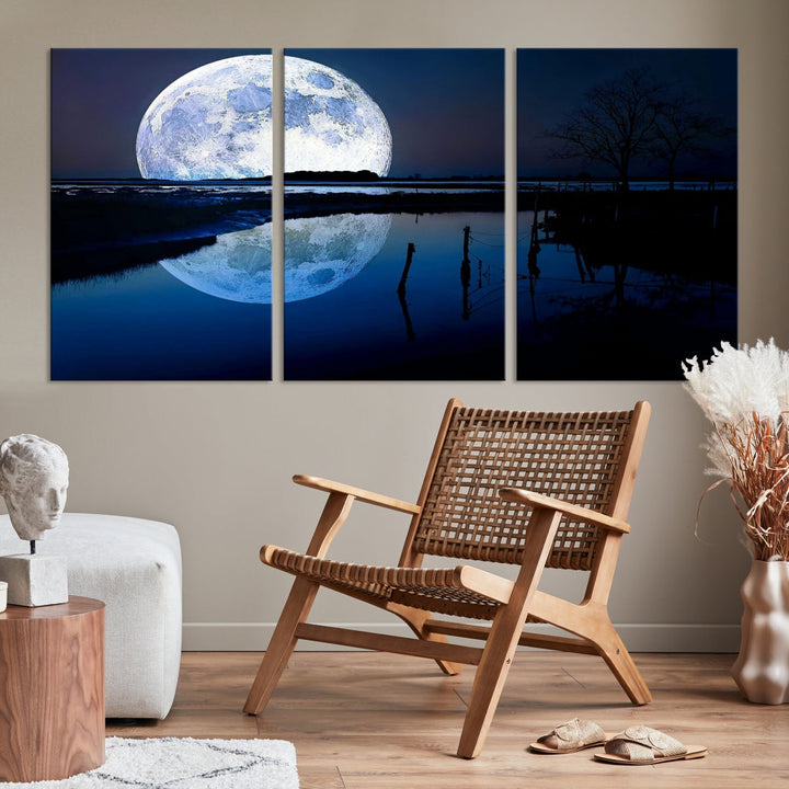 Blue Moon Photography Large Wall Art Canvas Print Full Moon Landscape