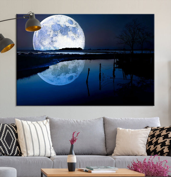 Blue Moon Photography Large Wall Art Canvas Print Full Moon Landscape