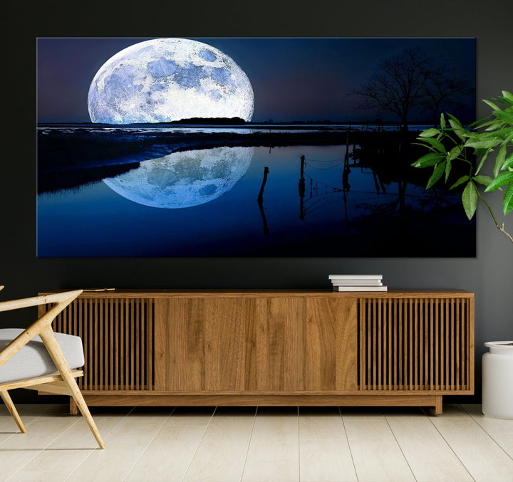 Blue Moon Photography Large Wall Art Canvas Print Full Moon Landscape