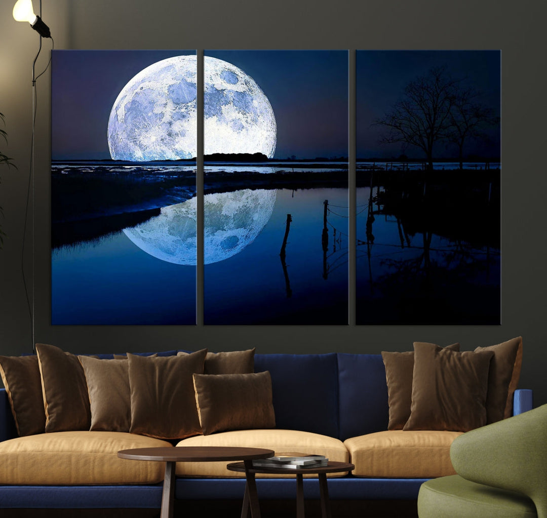 Blue Moon Photography Large Wall Art Canvas Print Full Moon Landscape