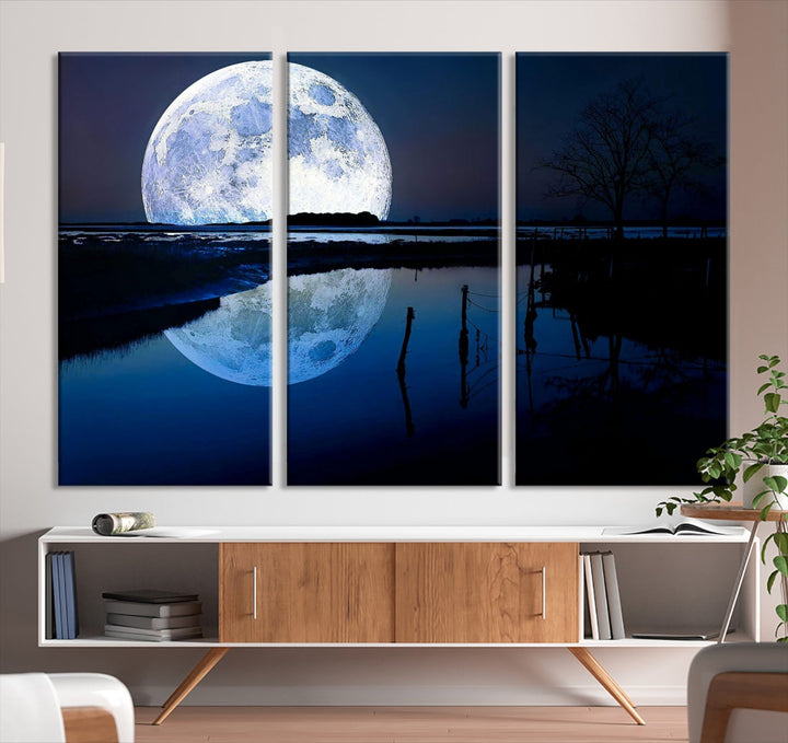 Blue Moon Photography Large Wall Art Canvas Print Full Moon Landscape