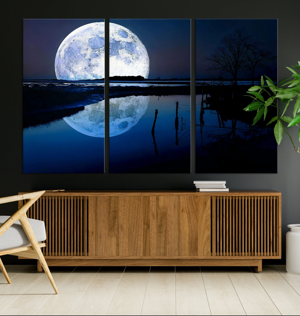 Blue Moon Photography Large Wall Art Canvas Print Full Moon Landscape