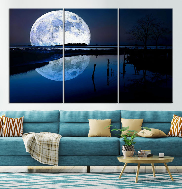 Blue Moon Photography Large Wall Art Canvas Print Full Moon Landscape