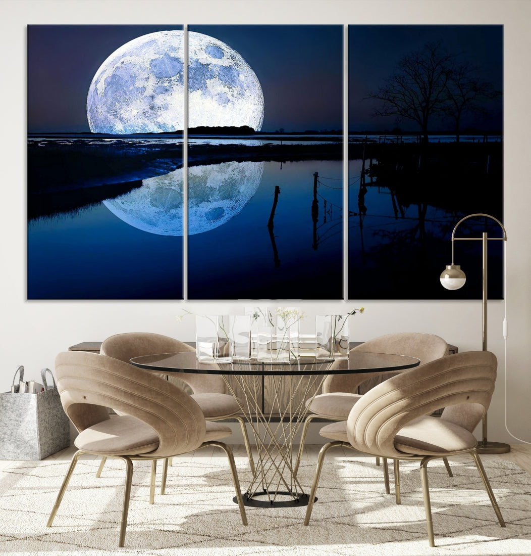 Blue Moon Photography Large Wall Art Canvas Print Full Moon Landscape