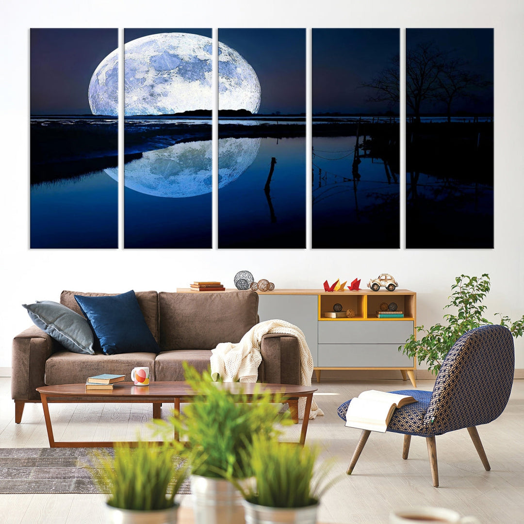 Blue Moon Photography Large Wall Art Canvas Print Full Moon Landscape