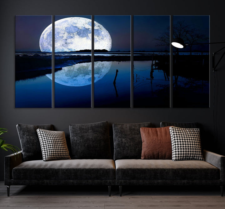 Blue Moon Photography Large Wall Art Canvas Print Full Moon Landscape