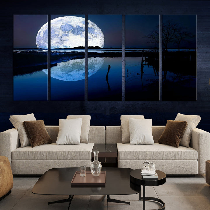 Blue Moon Photography Large Wall Art Canvas Print Full Moon Landscape