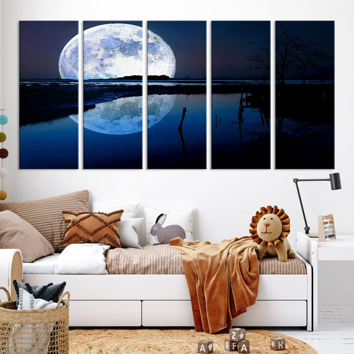 Blue Moon Photography Large Wall Art Canvas Print Full Moon Landscape