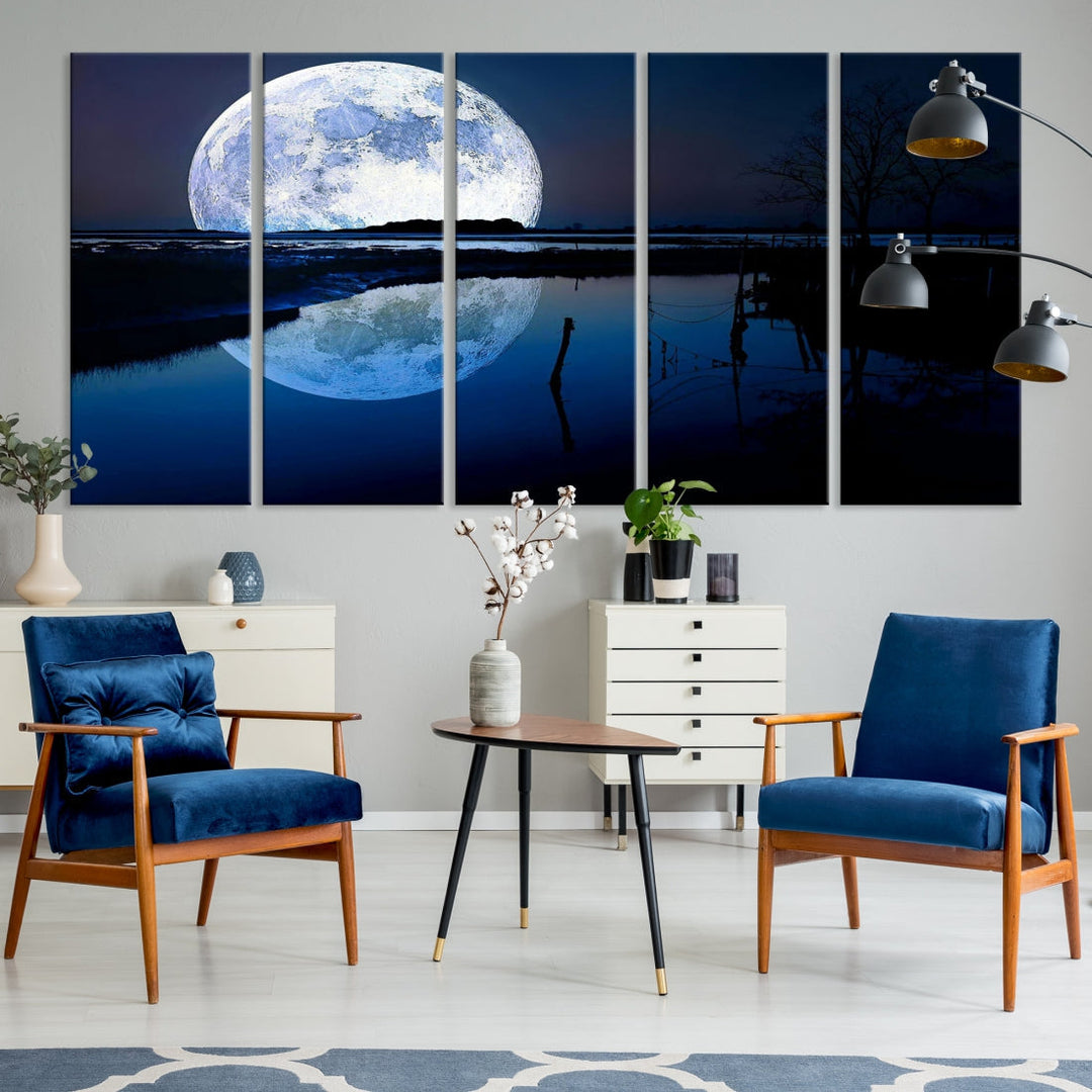 Blue Moon Photography Large Wall Art Canvas Print Full Moon Landscape