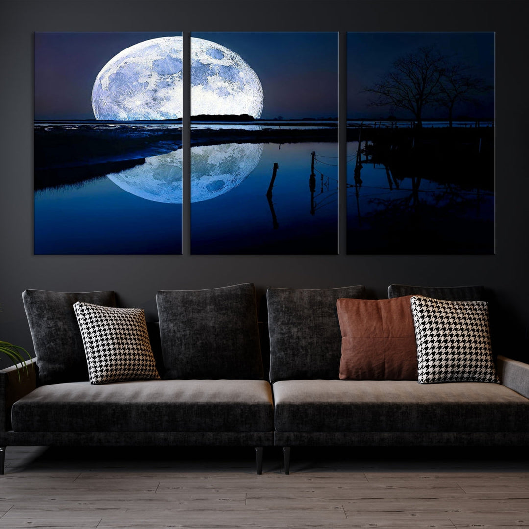 Blue Moon Photography Large Wall Art Canvas Print Full Moon Landscape