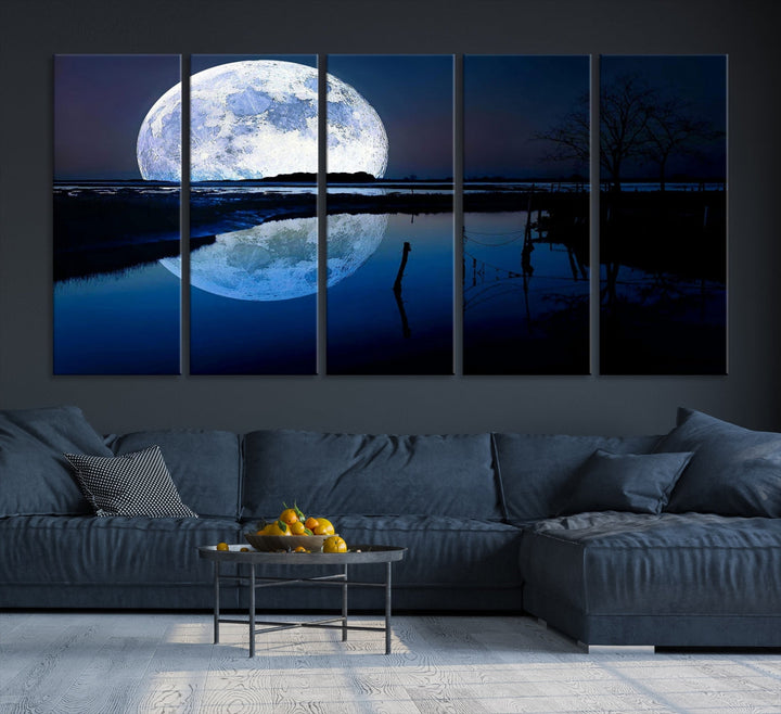 Blue Moon Photography Large Wall Art Canvas Print Full Moon Landscape