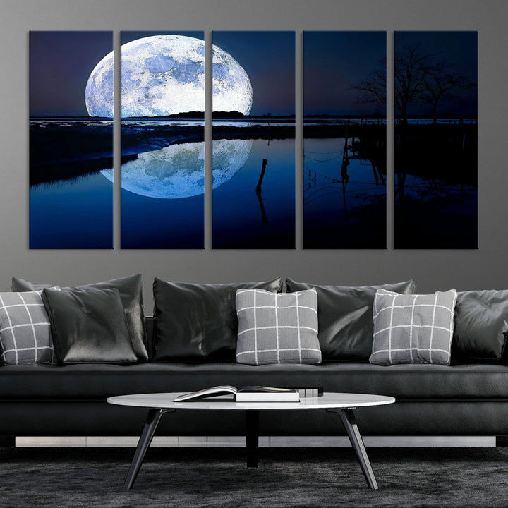 Blue Moon Photography Large Wall Art Canvas Print Full Moon Landscape